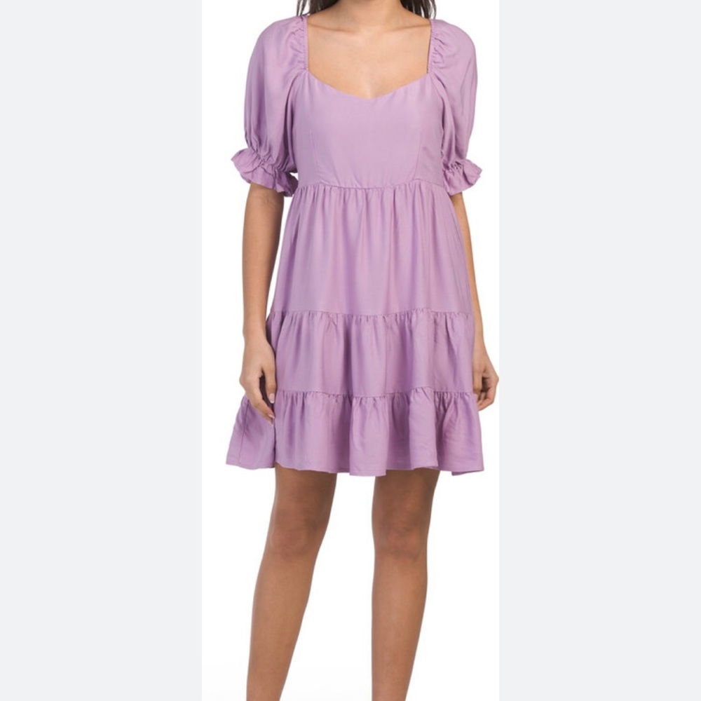 Ruffle tiered dress, size XL, bubble/puff sleeved